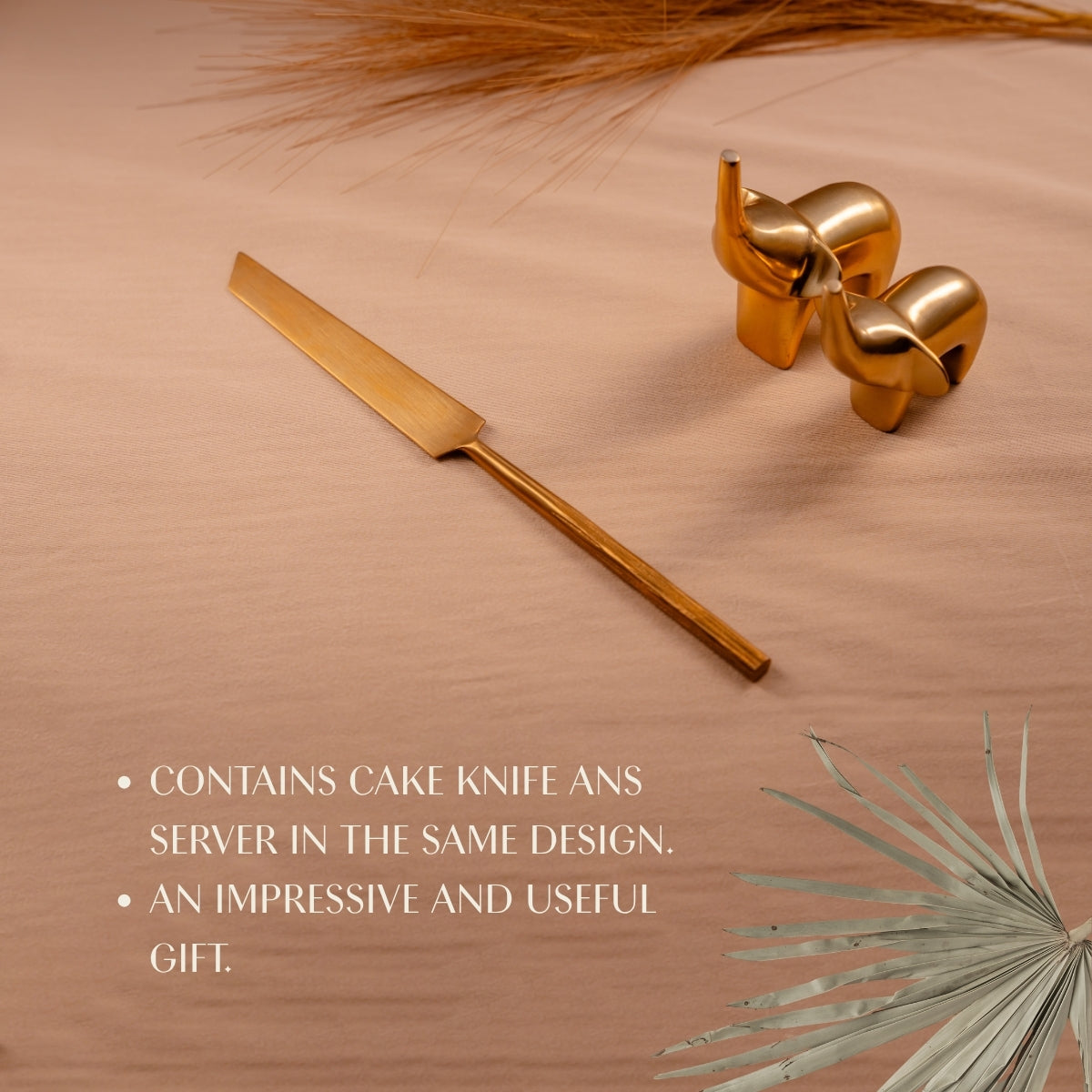 Matte Gold Cake Knife Set