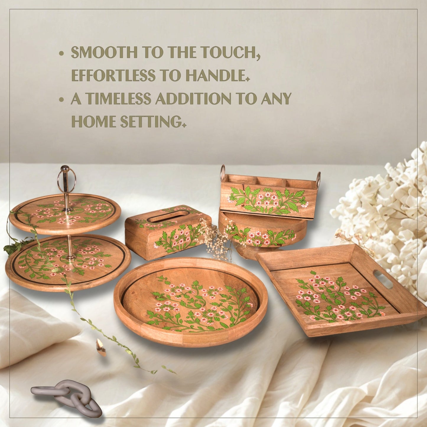 Floral - Wooden Lazy Susan Platter