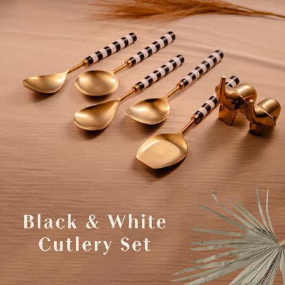 Black & White Serving Spoons Set