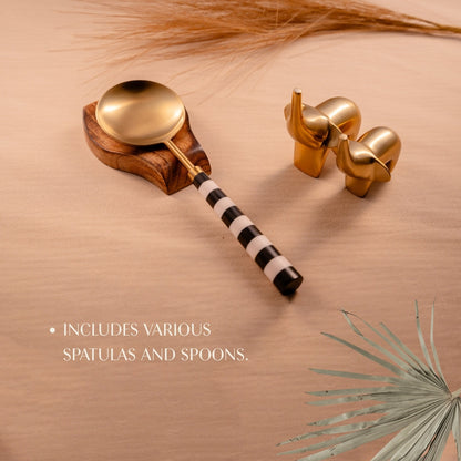 Black & White Serving Spoons Set