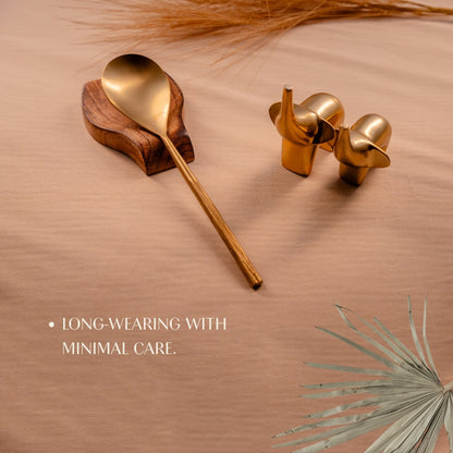 Matte Gold Serving Spoons Set