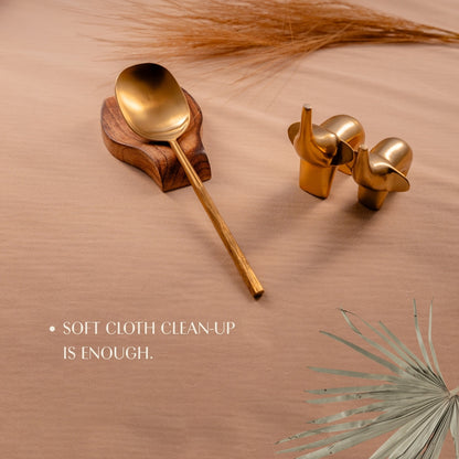 Matte Gold Serving Spoons Set