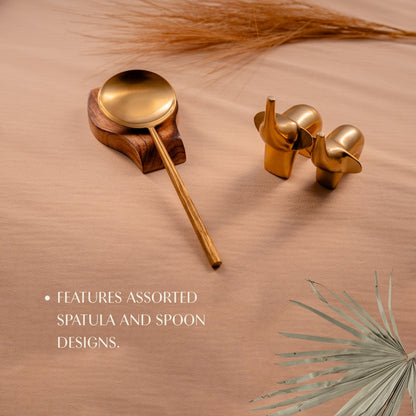 Matte Gold Serving Spoons Set