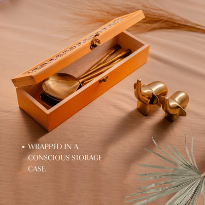 Matte Gold Serving Spoons Set