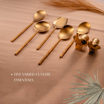 Matte Gold Serving Spoons Set