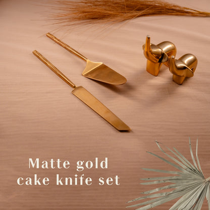 Matte Gold Cake Knife Set