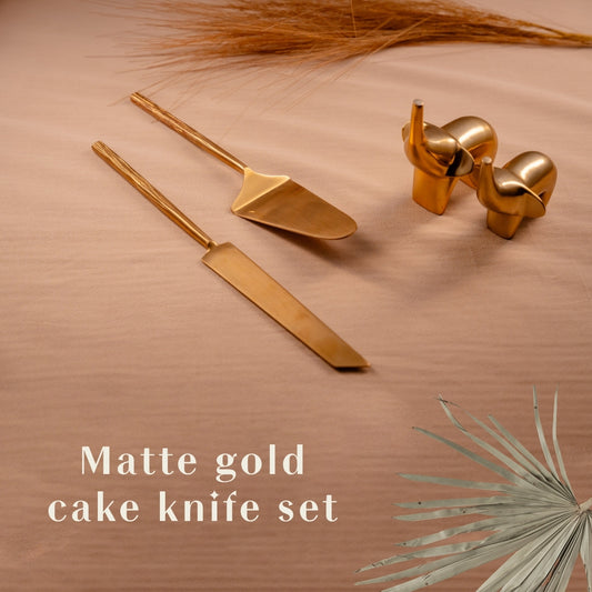 Matte Gold Cake Knife Set