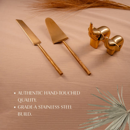 Matte Gold Cake Knife Set