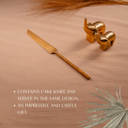 Matte Gold Cake Knife Set