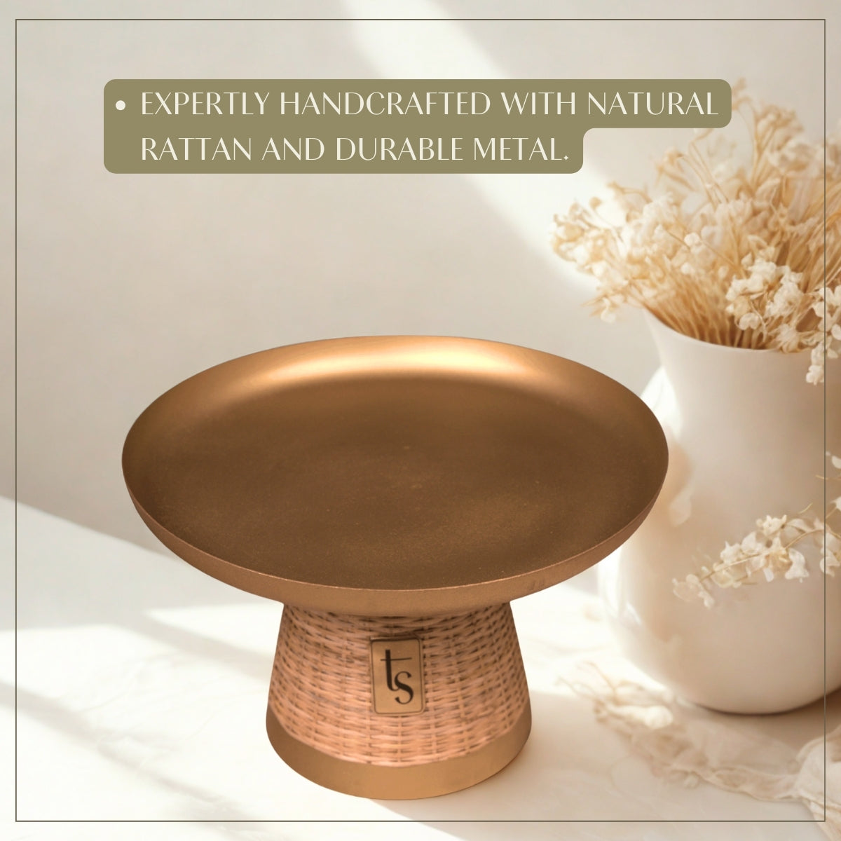 Wicker & Metal Cake Stand