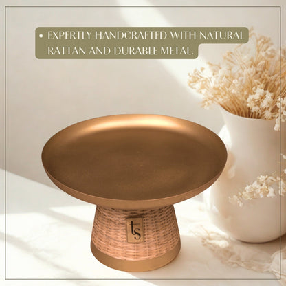 Wicker & Metal Cake Stand