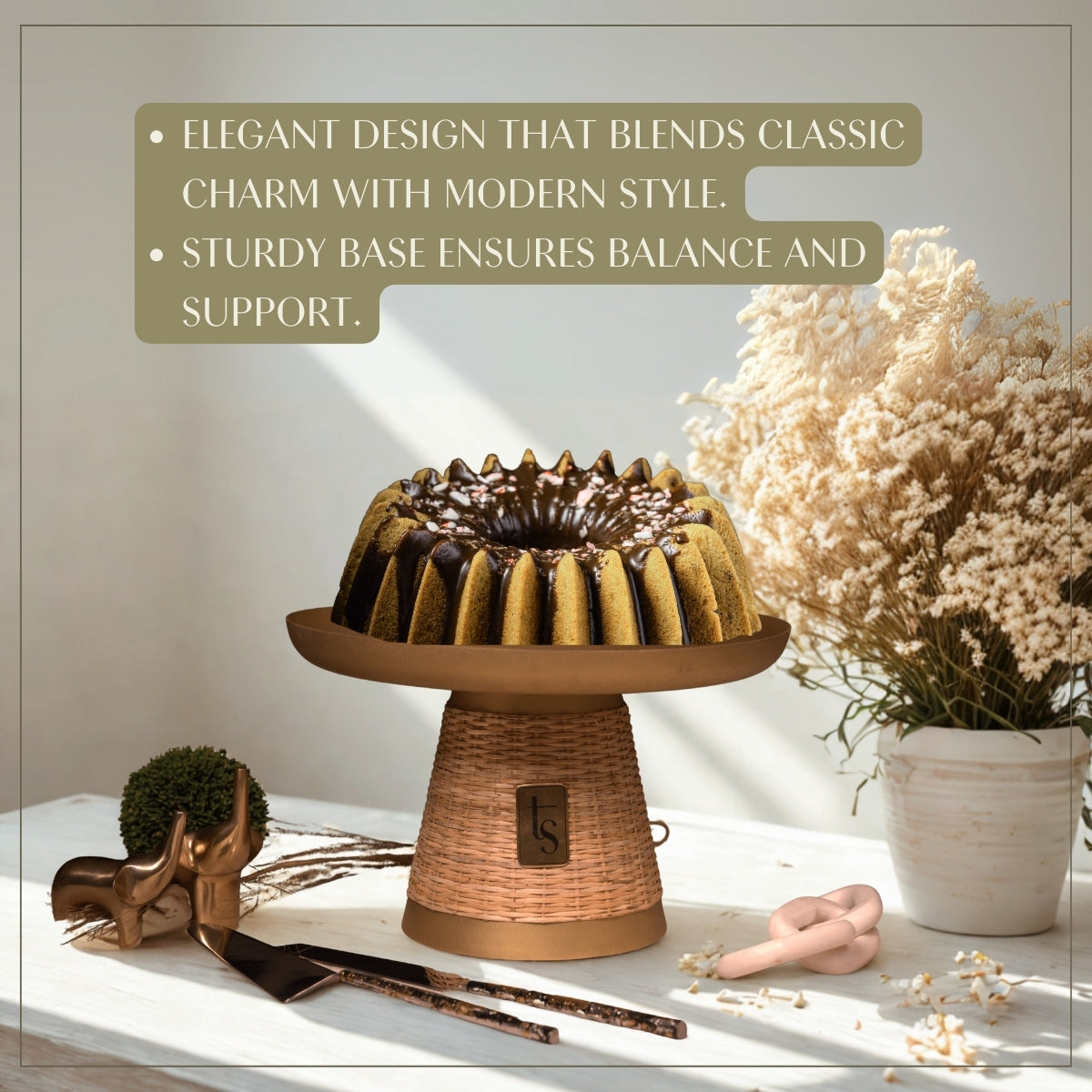 Wicker & Metal Cake Stand