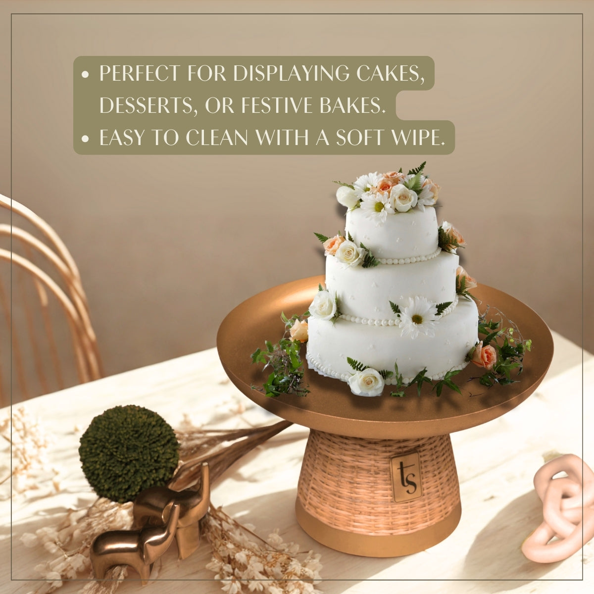 Wicker & Metal Cake Stand