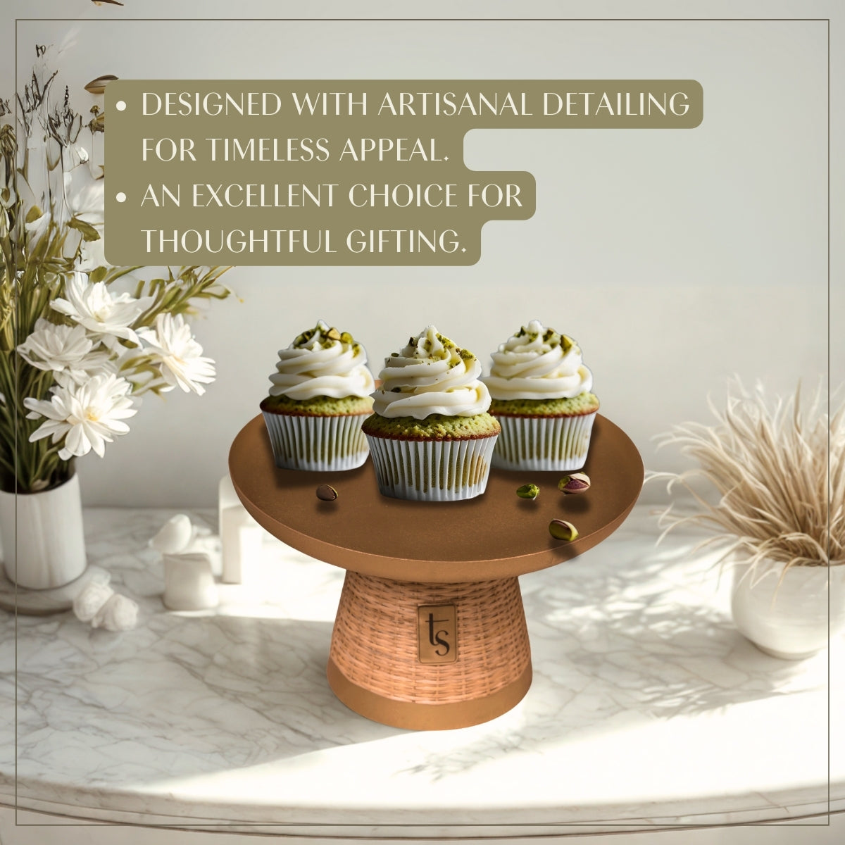 Wicker & Metal Cake Stand