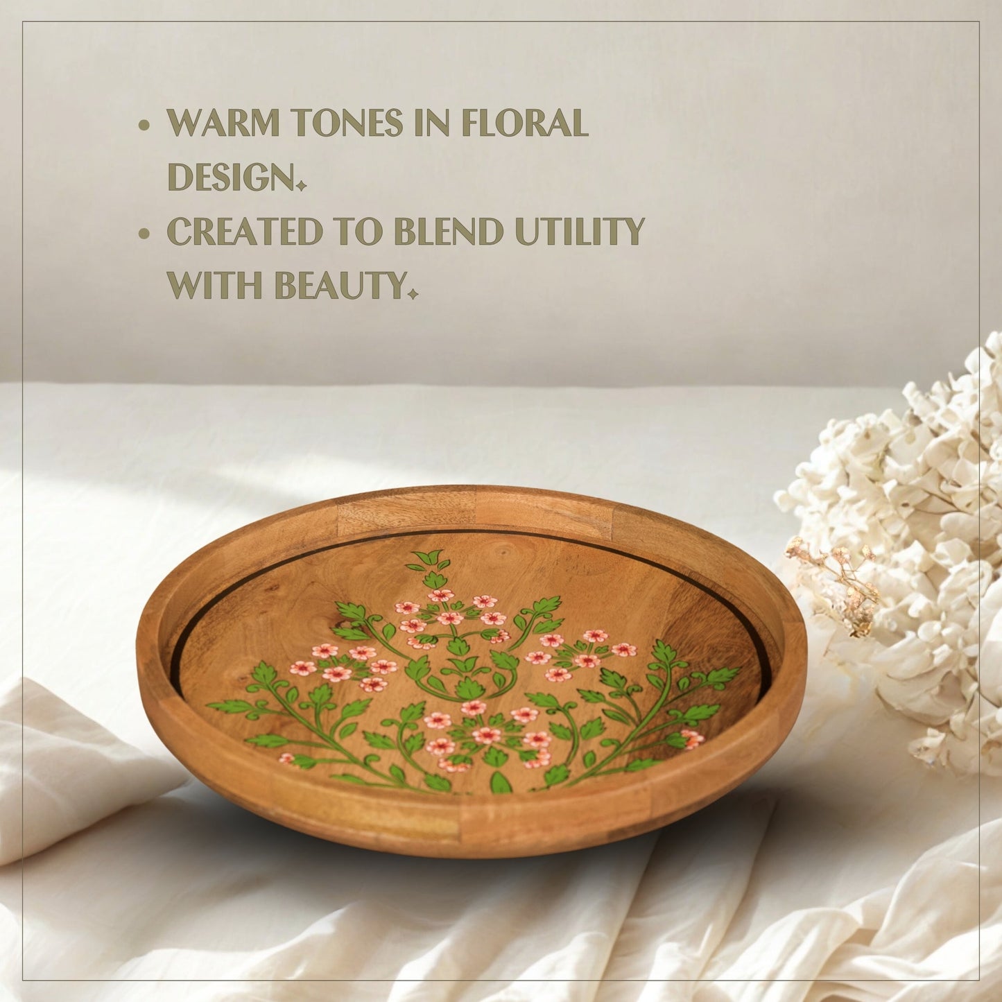 Floral - Wooden Lazy Susan Platter