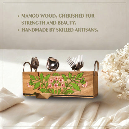 Floral - Wooden Spoon Caddy