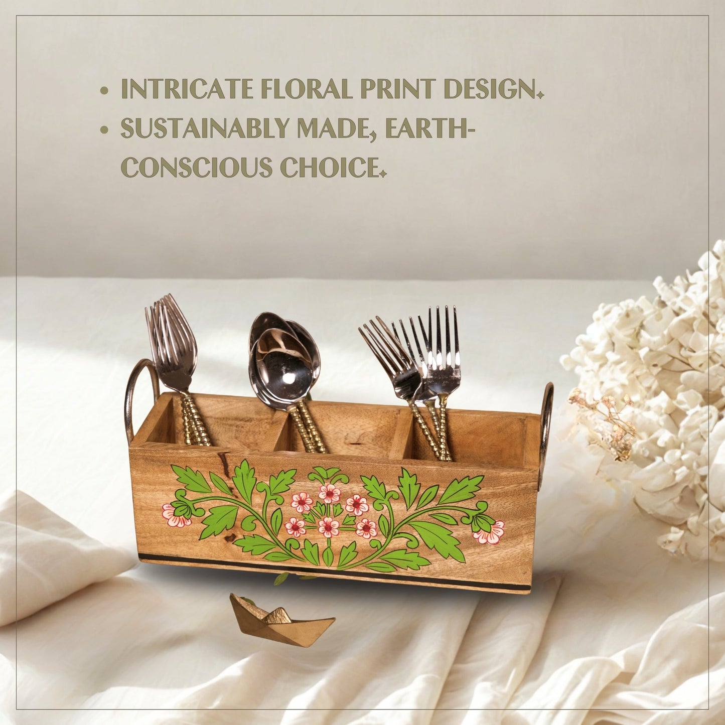 Floral - Wooden Spoon Caddy