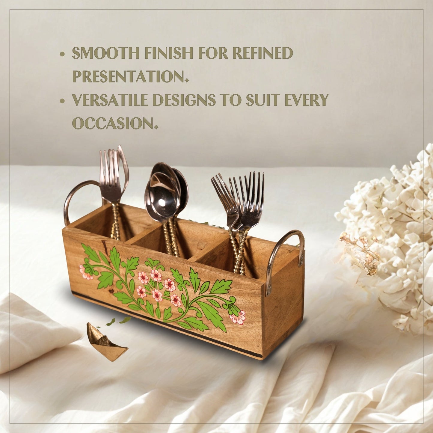 Floral - Wooden Spoon Caddy