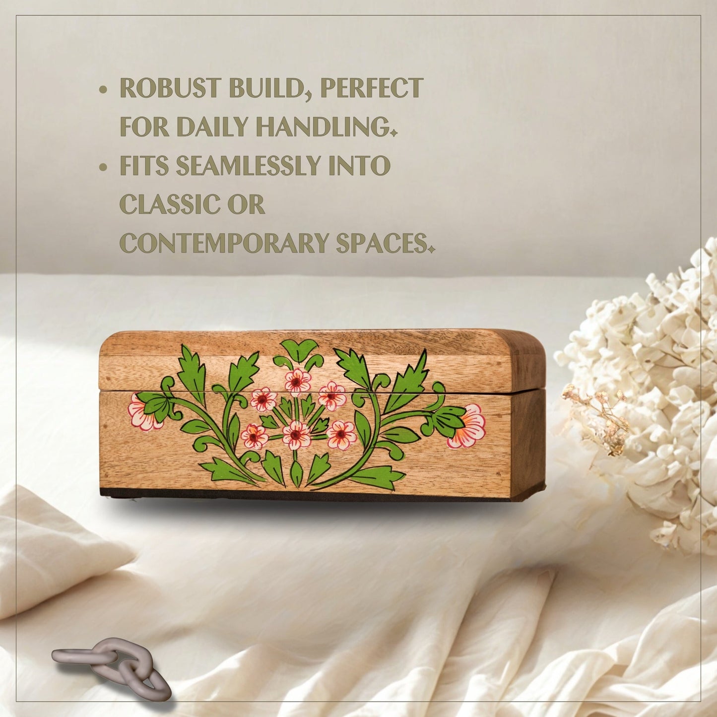 Floral - Wooden Tissue Box