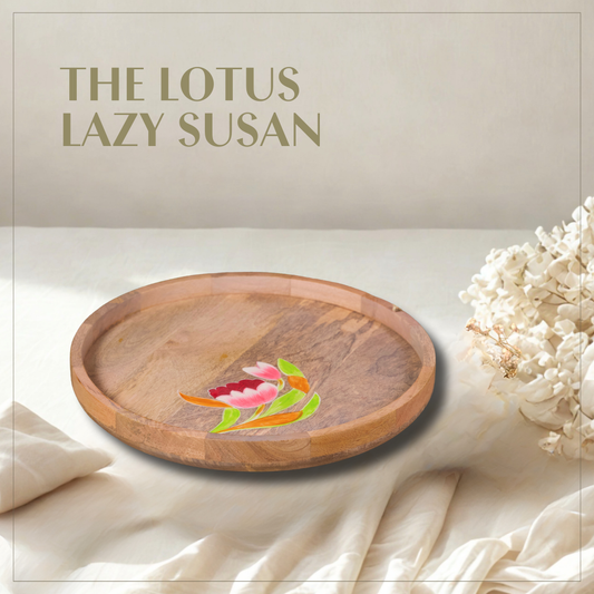 Lotus - Wooden Lazy Susan Platter