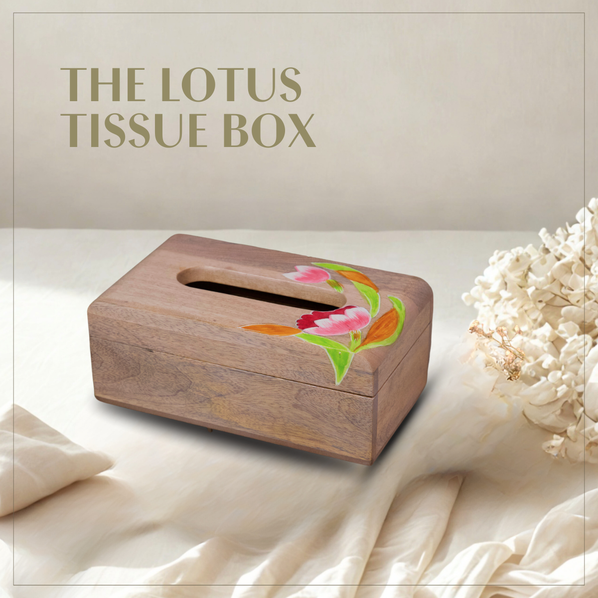 Lotus - Wooden Tissue Box