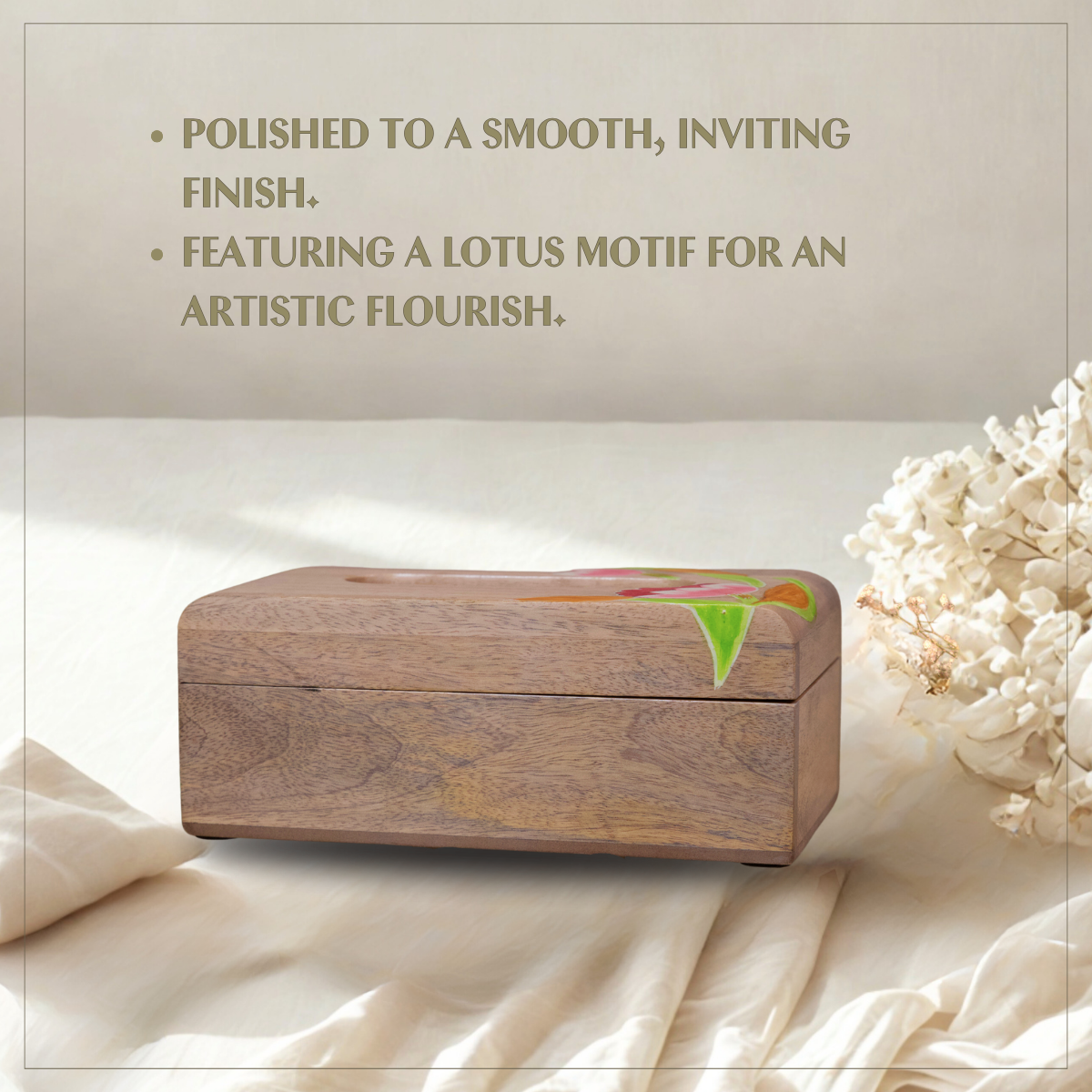 Lotus - Wooden Tissue Box