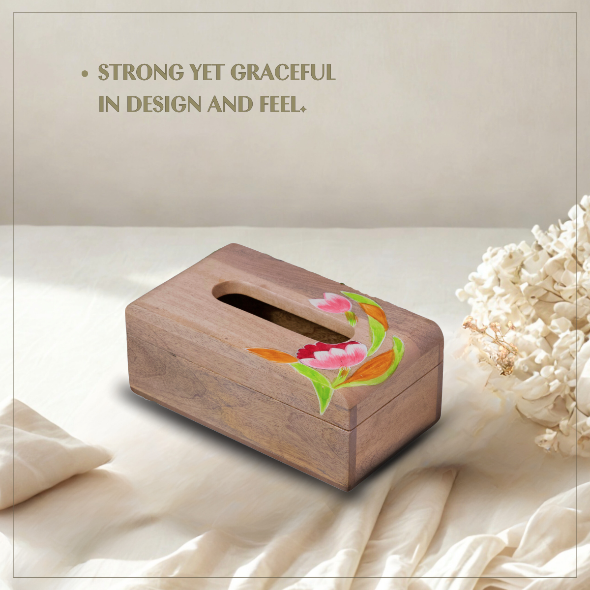Lotus - Wooden Tissue Box